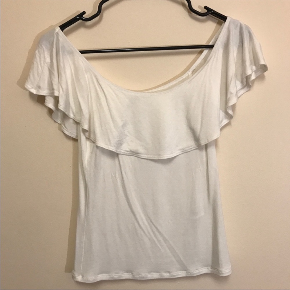 White off the shoulder ruffle top